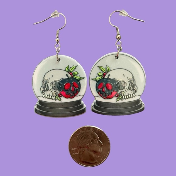 Skull Snowglobe Charm Earrings - Picture 3 of 3